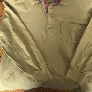 DAKS Men's Olive Green Long Sleeve Polo Shirt Size 100 (men’s US medium)